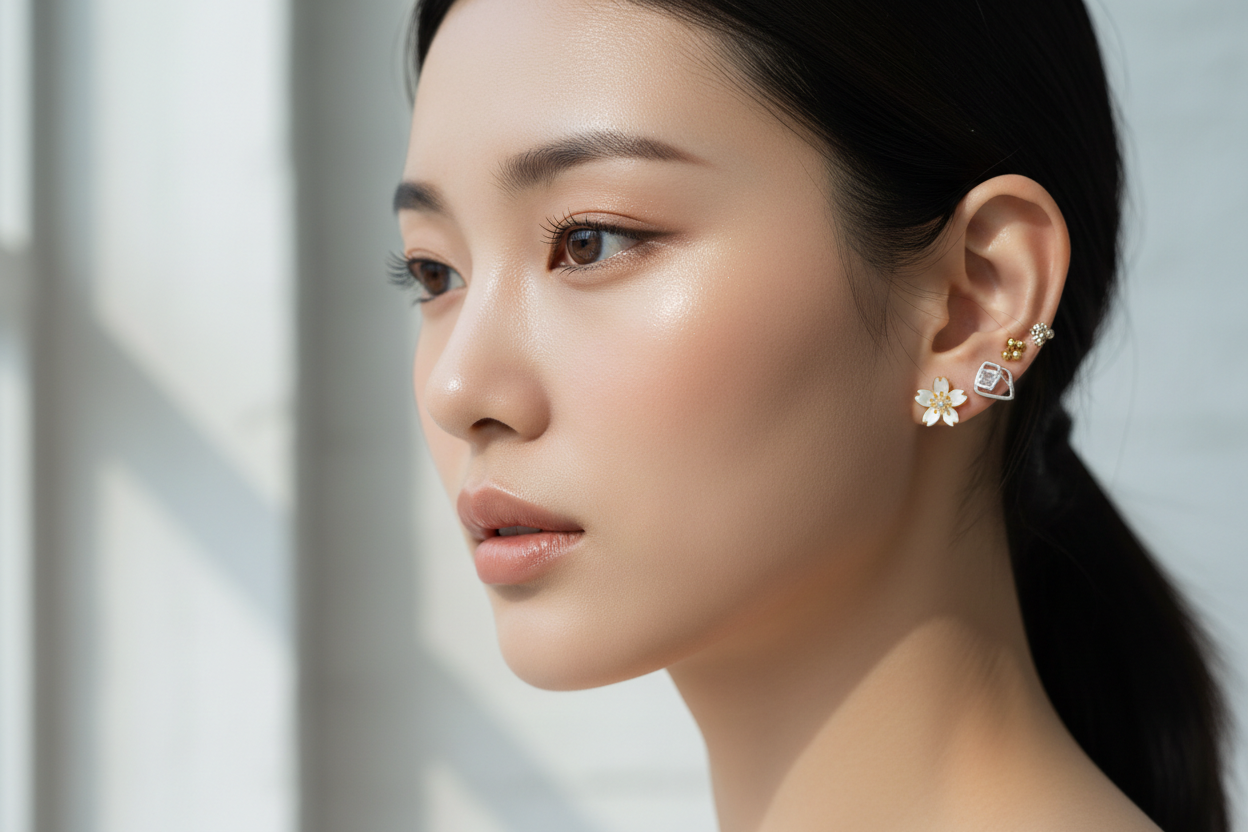Korean Style Earrings for Women – Trendy Silver & Chunky Hoop Designs