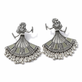 Oxidized Silver Tribal Dancer Earrings with Ghungroo Detailing | Ethnic Boho Jewellery