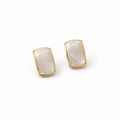 Korean Style White Oil Drop Arc Earrings for Women | Minimal Off-White Alloy Studs