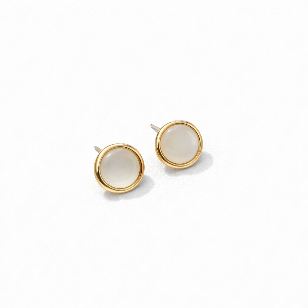Korean Style Minimal Gold Circle Stud Earrings for Women | Elegant Alloy Fashion Jewellery