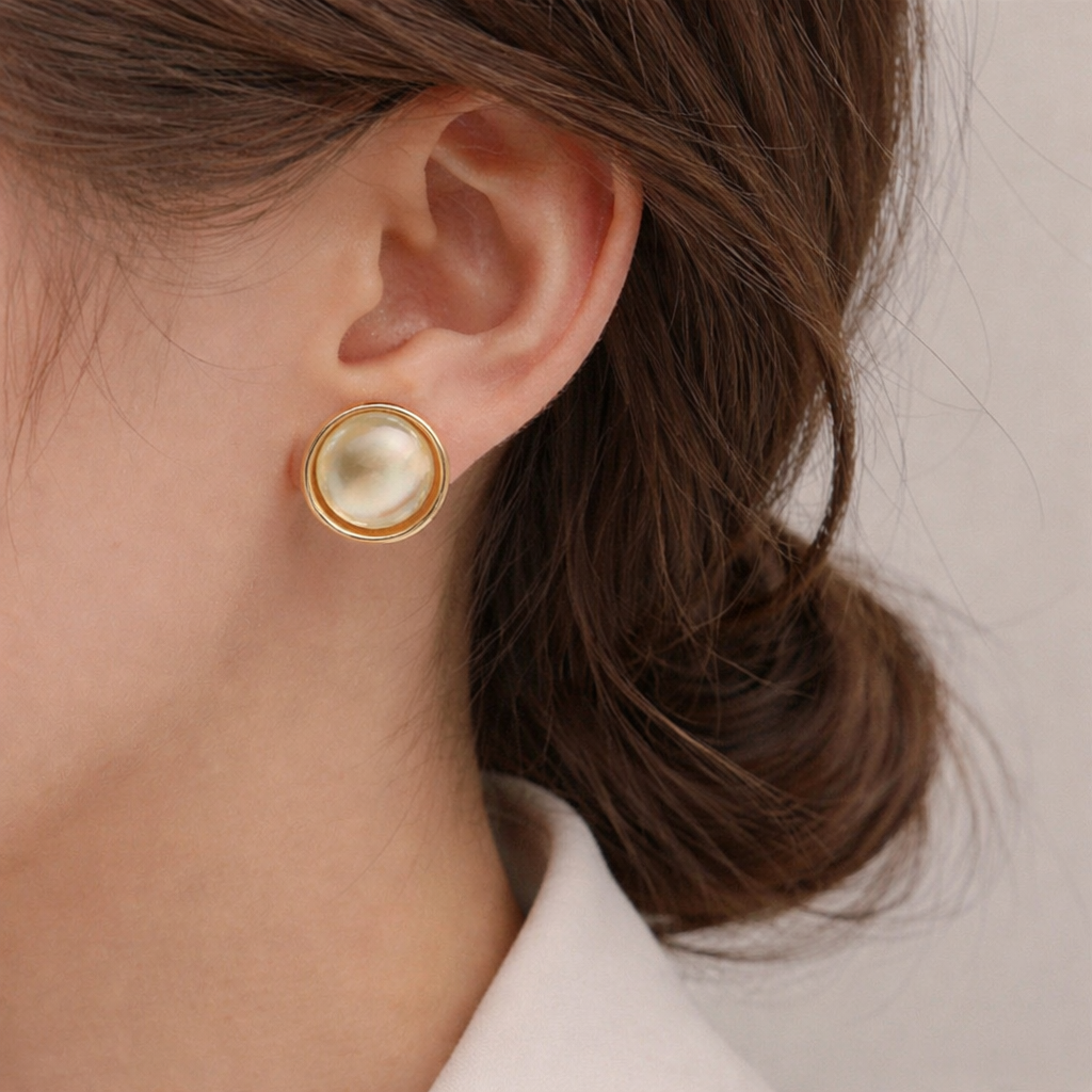 Korean Style Minimal Gold Circle Stud Earrings for Women | Elegant Alloy Fashion Jewellery