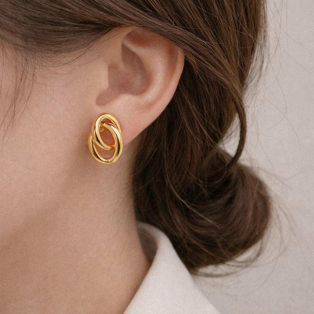 Double Hoop Stainless Steel Anti-Tarnish Earrings for Women | Golden Western Jewellery