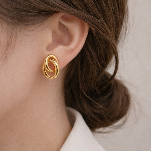 Double Hoop Stainless Steel Anti-Tarnish Earrings for Women | Golden Western Jewellery