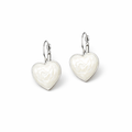 Elegant White Marbled Heart Drop Earrings for Women | Silver Tone Lever Back Jewellery