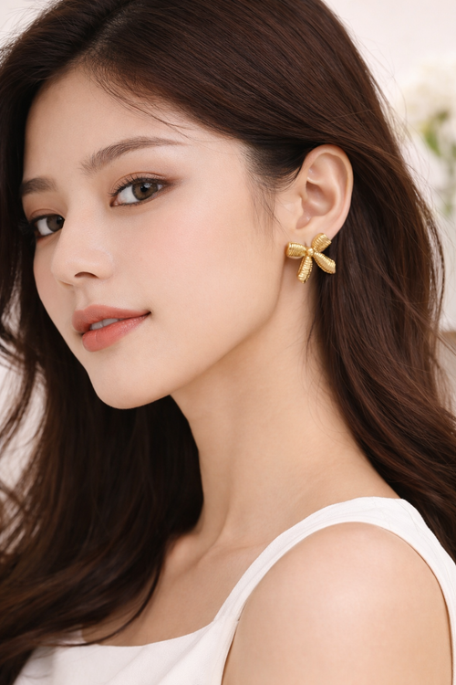 Bow Shaped Stainless Steel Anti-Tarnish Earrings for Women | Golden Western Jewellery