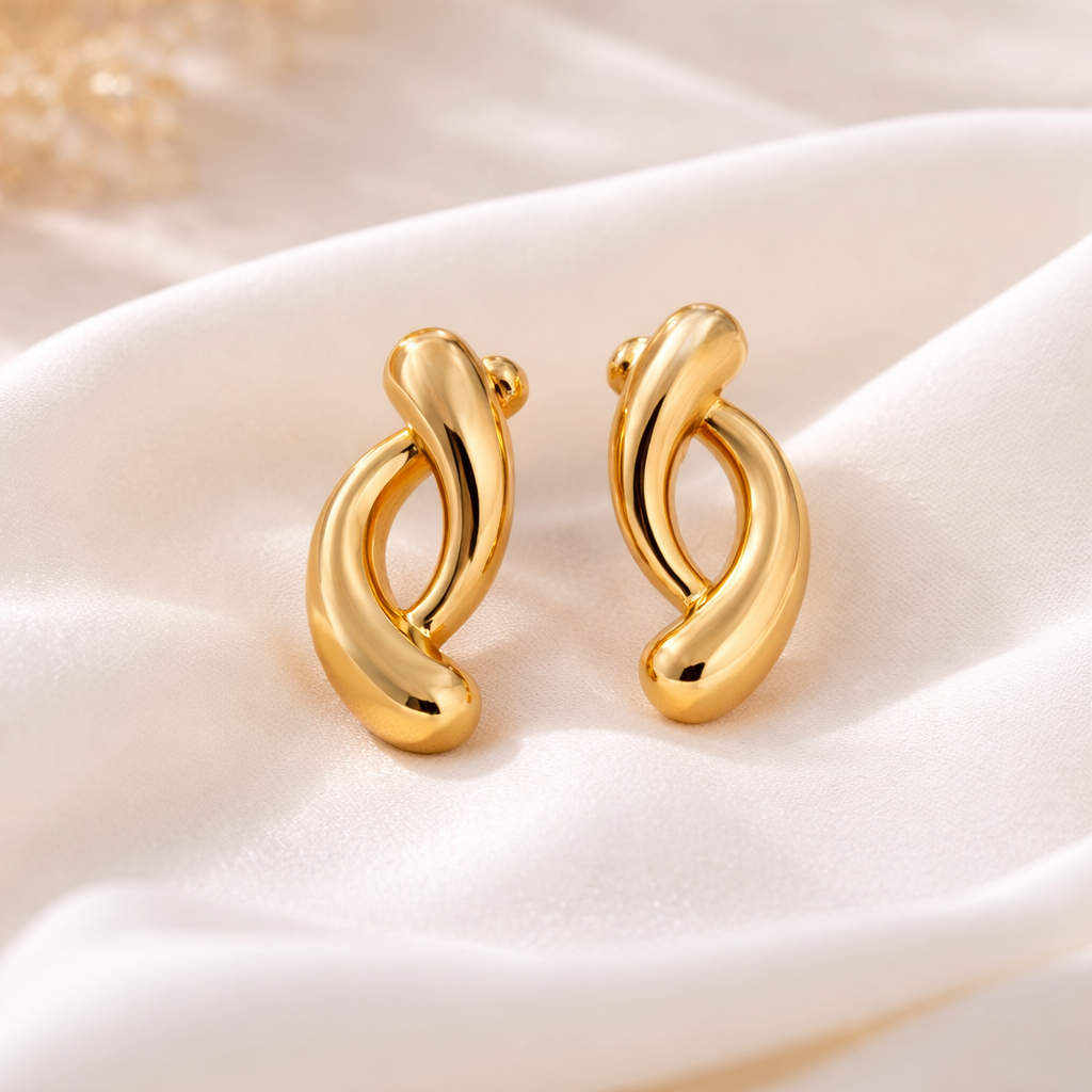 Geometric Western Stainless Steel Anti-Tarnish Earrings for Women | Golden Minimal Jewellery