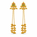Royal Kashmiri Long Chain Ghungroo Drop Earrings for Women | Traditional Ethnic Jewellery
