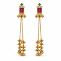 Pink Stone Kashmiri Long Chain Ghungroo Earrings for Women | Traditional Ethnic Jewellery