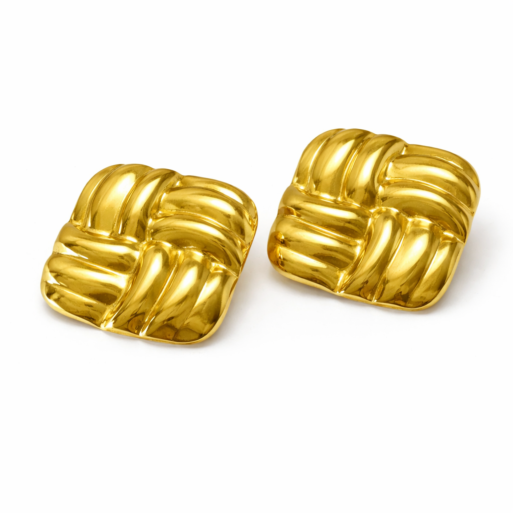 Square Shaped Stainless Steel Anti-Tarnish Earrings for Women | Golden Western Jewellery